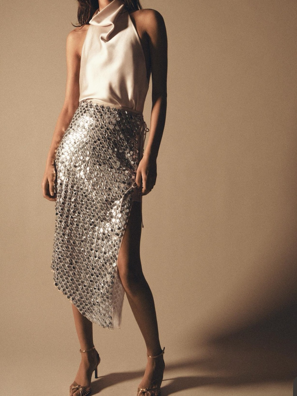 Zara Asymmetric Sequin Midi Skirt - Picture 4 of 6